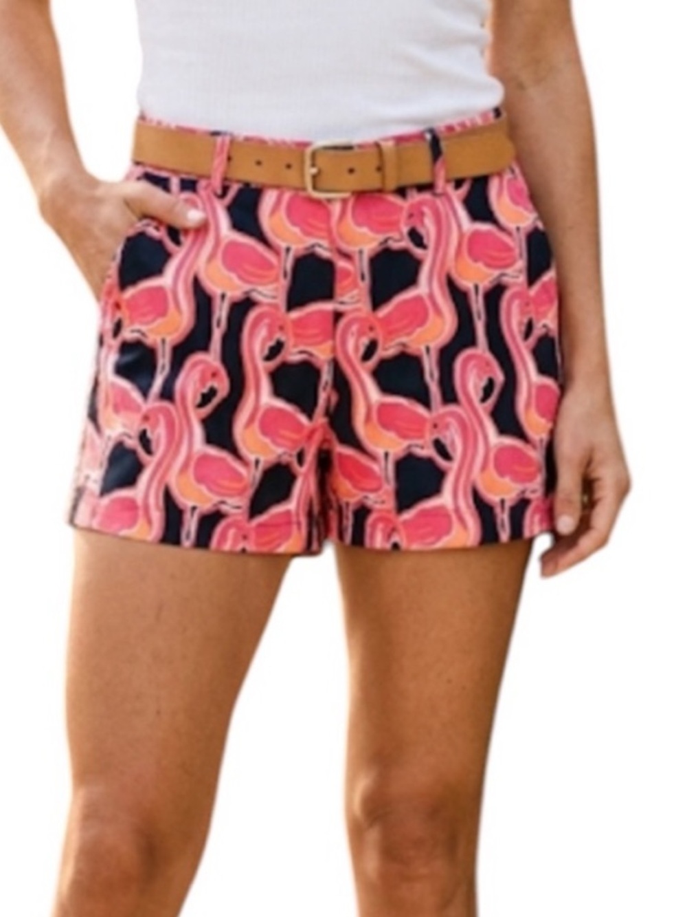 Crown & Ivy Flamingo Print Chino Shorts Navy Blue 14
Bin L